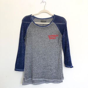Stranger Things Gray and Blue 3/4 Sleeve Top